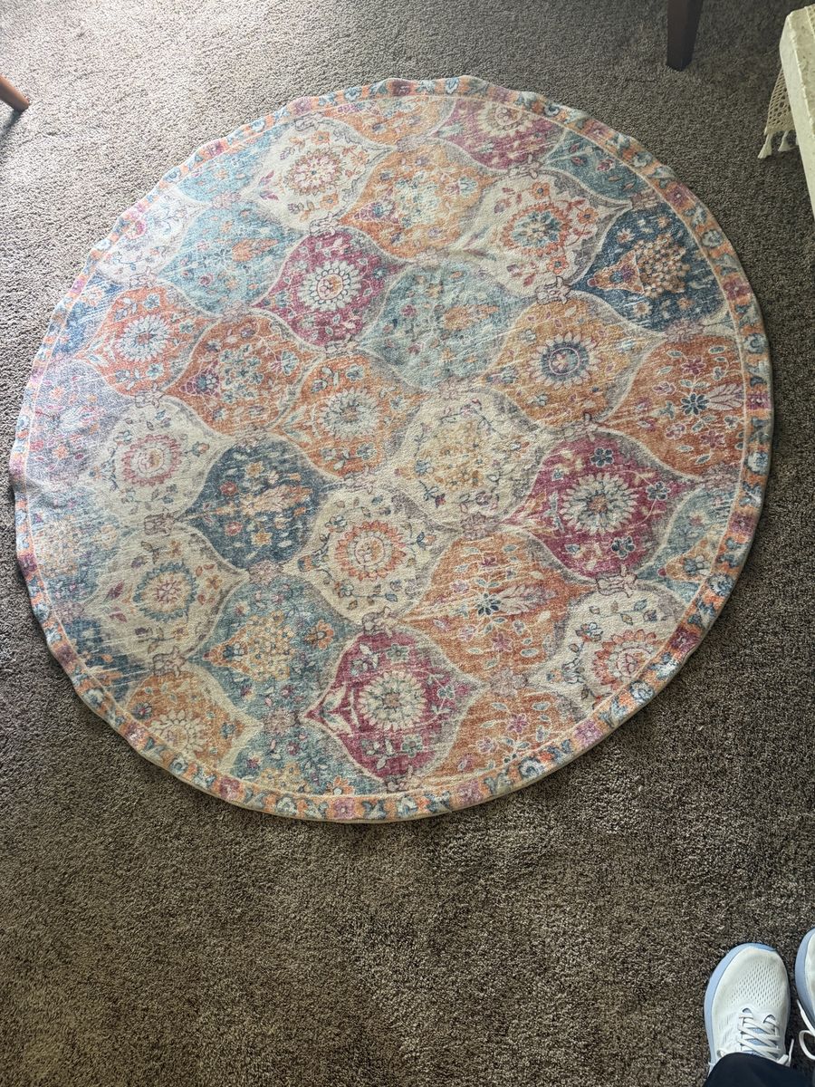 Large Round Area Rug - Bohemian/Abstract Medallion Pattern, Multicolor