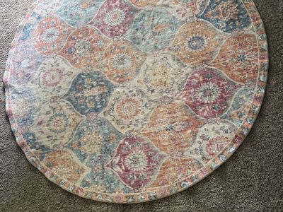 Large Round Area Rug - Bohemian/Abstract Medallion Pattern, Multicolor