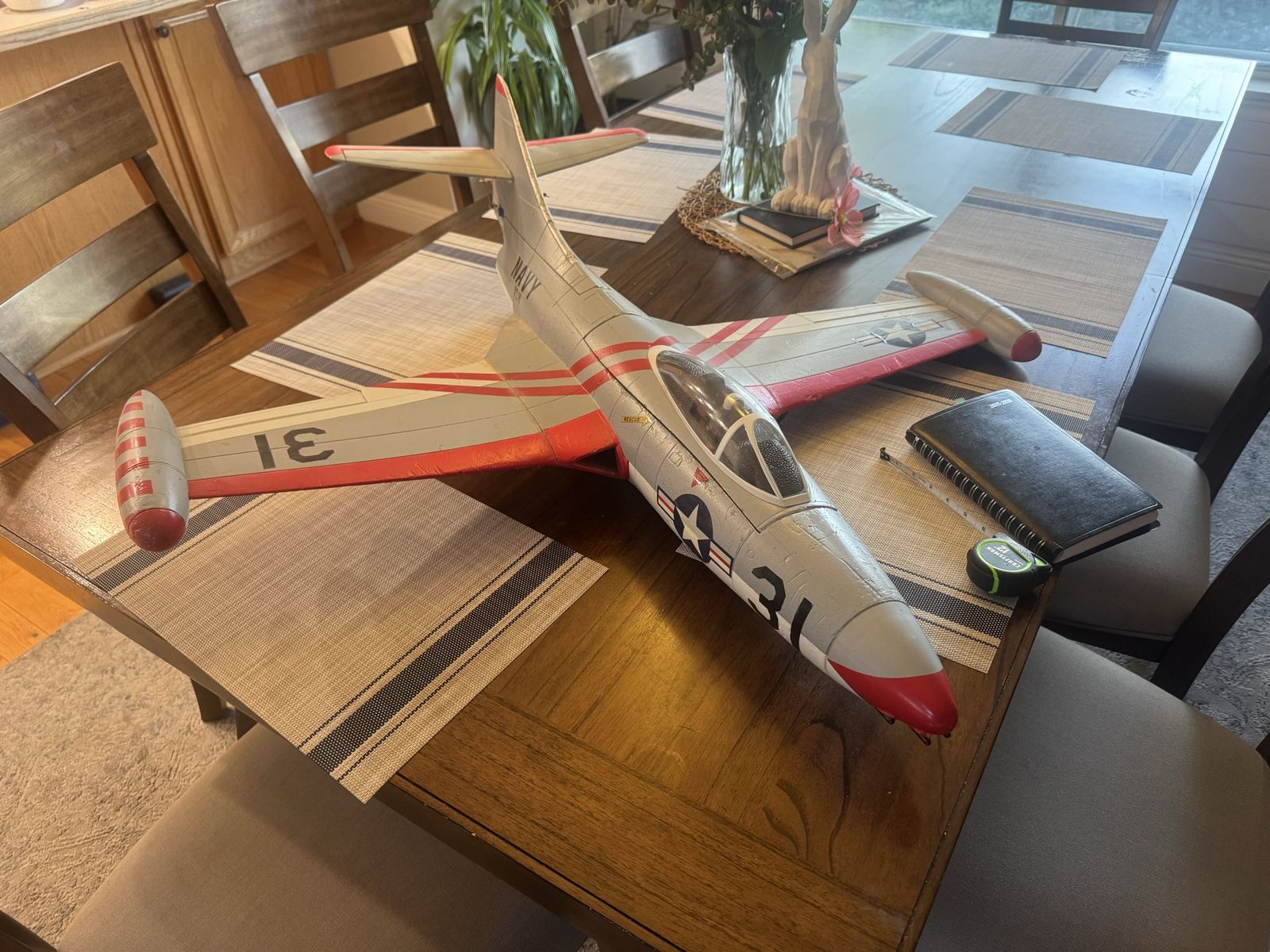 Vintage RC Jet Plane - US Navy F9F Panther Model Aircraft, Electric Powered