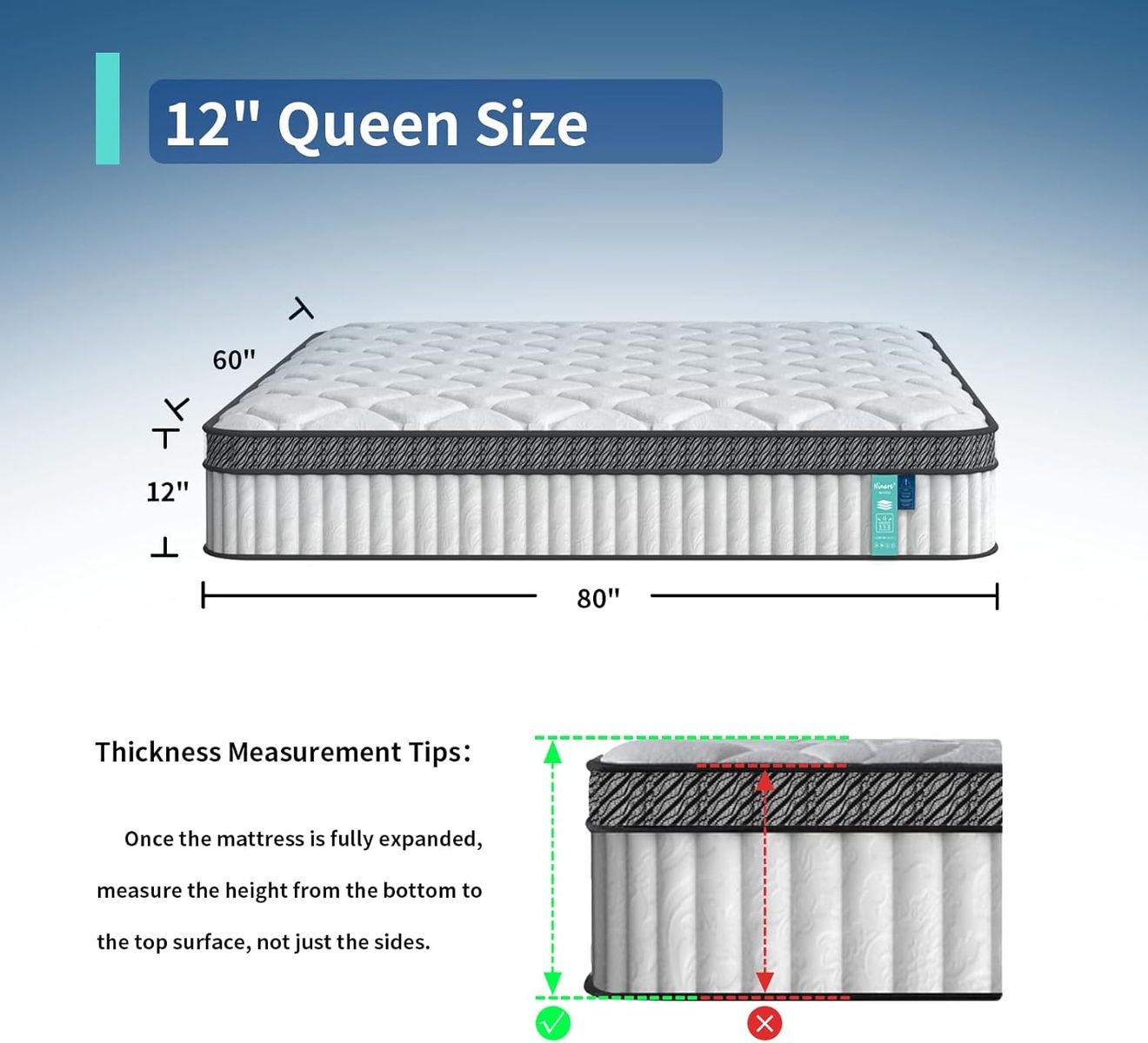 12" Queen Size Hybrid Mattress - New in Box, Rolled
