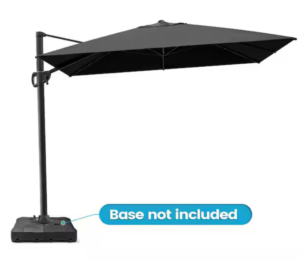 Crestlive Products 9 ft. x 11.5 ft. Outdoor Rectangular 360° Rotation Cantilever Tilt Patio Umbrella in Black