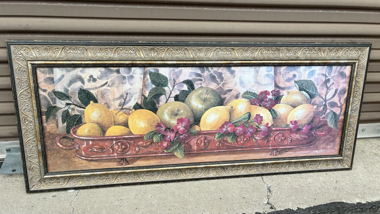 Salley Framed Fruit Still Life Wall Art Print Gold Carved Frame Large Kitchen Decor