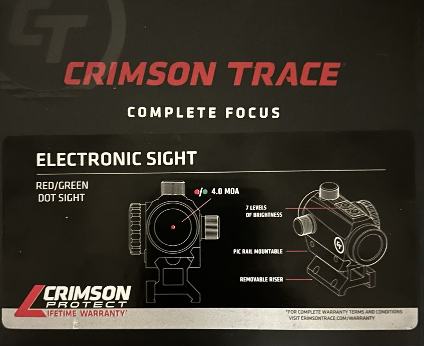 $50 obo Open box Crimson Trace Electronic Red/Green Dot Sight 4.0 MOA with Pic Rail Mount new