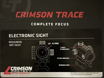 $50 obo Open box Crimson Trace Electronic Red/Green Dot Sight 4.0 MOA with Pic Rail Mount new