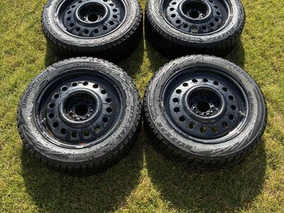 Set of 4 Bridgestone Blizzak WS80 Tires 215/55R17 on 17" Steel Wheels