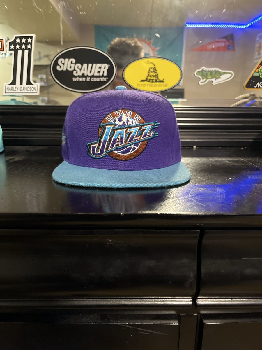 Retro Utah Jazz NBA Hat Purple Blue Flat Brim Adult