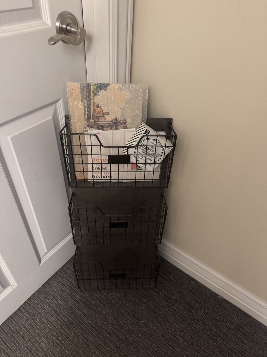 Industrial Metal 3-Tier Wall Hanging Basket Organizer Storage…great for Dorm or home office