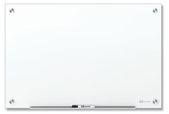 Quartet Brilliance Glass Dry-Erase Board, 4’ x 4’, Includes Accessory Tray, Mounting Hardware, 2 Magnets and 1 Marker (G24848W