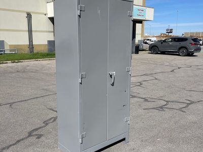 LYON All Welded Industrial Bin Cabinet W/ 64 Bins 82”x36”x21” Grey DD1122