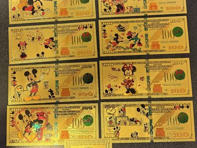 24kt Gold Mickey & Minnie LOVE $100 Bills Set