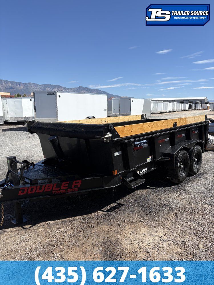 Double A Pro Series LP 7x14 ft Dump Trailer 24" Sides 15.4K GVWR 7 Gauge Floor, I-Beam Frame, Telescopic, Wireles Remote