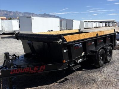 Double A Pro Series LP 7x14 ft Dump Trailer 24" Sides 15.4K GVWR 7 Gauge Floor, I-Beam Frame, Telescopic, Wireles Remote