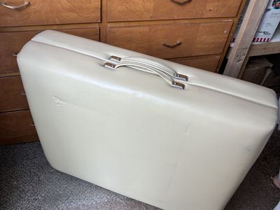 Massage Folding Table Cream Vinyl Wood Frame