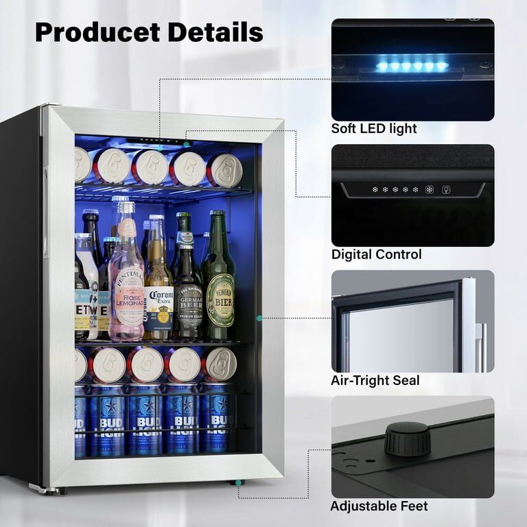 Yeego Beverage Cooler, 77-80 Can Freestanding Mini