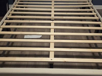 Tufted Upholstered Platform Bed Frame - Full Size - Beige/cream Fabric