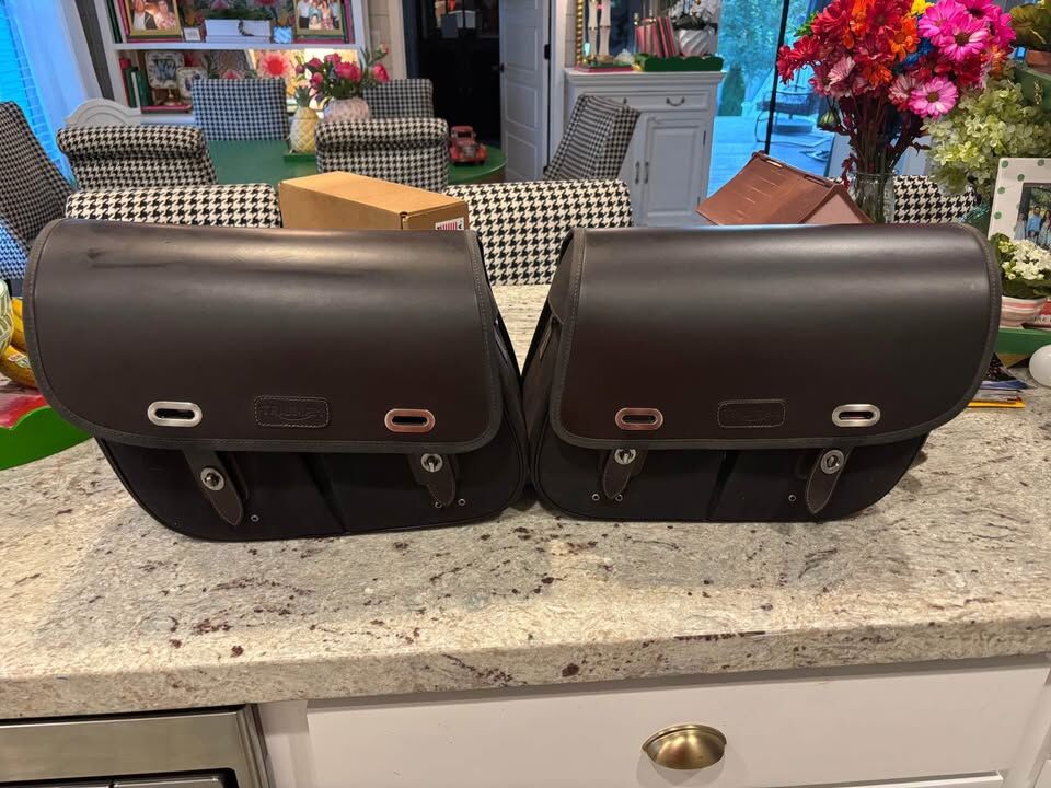 Triumph Bonneville T100 T120 Black Waxed Cotton Panniers -never used