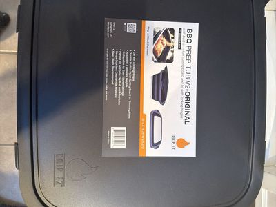Drip EZ BBQ Prep Tub V2 Original Size, Collapsible, Built-in Cutting Board, Locking Lid, New