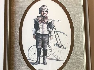 Joanne Thompson Girl and Boy Framed Prints 17 1/2in x 13in, Signed