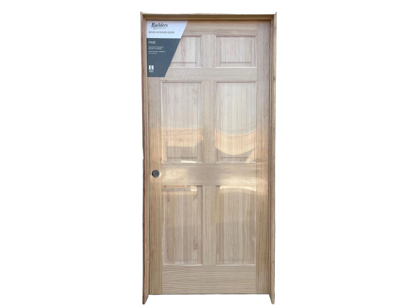 50% OFF! - NEW Prehung Unfinished Solid Wood Interior Door Kit - 6-Panel - Pine Veneer - 36"W x 80"H