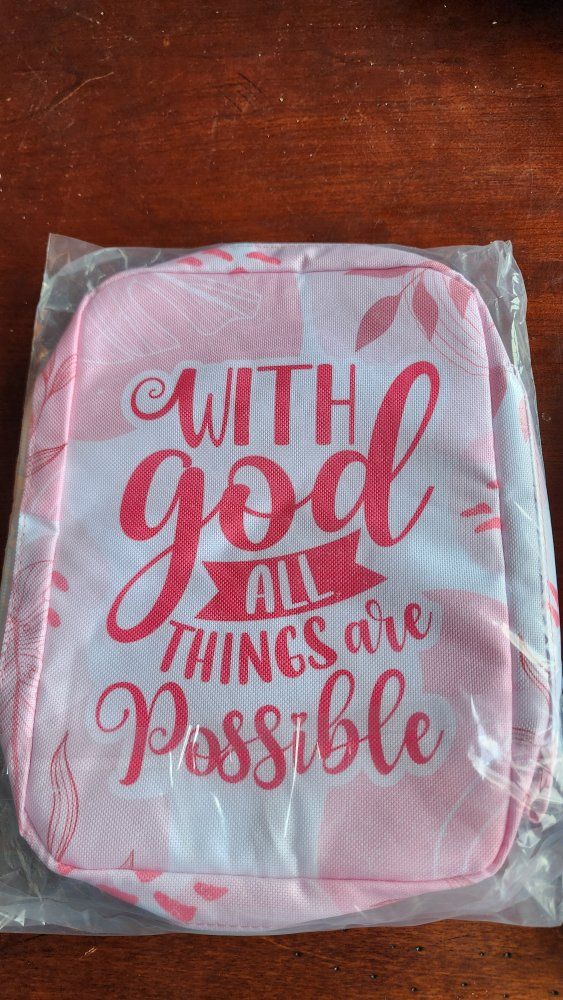 Tropical Floral Bible/Scriptures Cover with Handle - "With God All Things Are Possible" Christian Book Sleeve