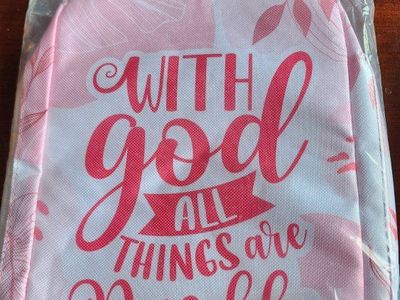 Tropical Floral Bible/Scriptures Cover with Handle - "With God All Things Are Possible" Christian Book Sleeve