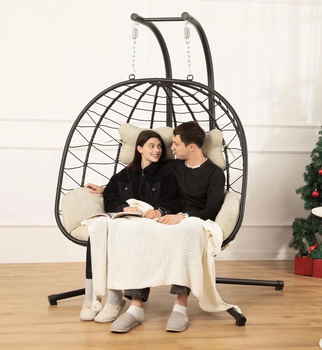 Grey and beige available $160 each double egg chair with stand