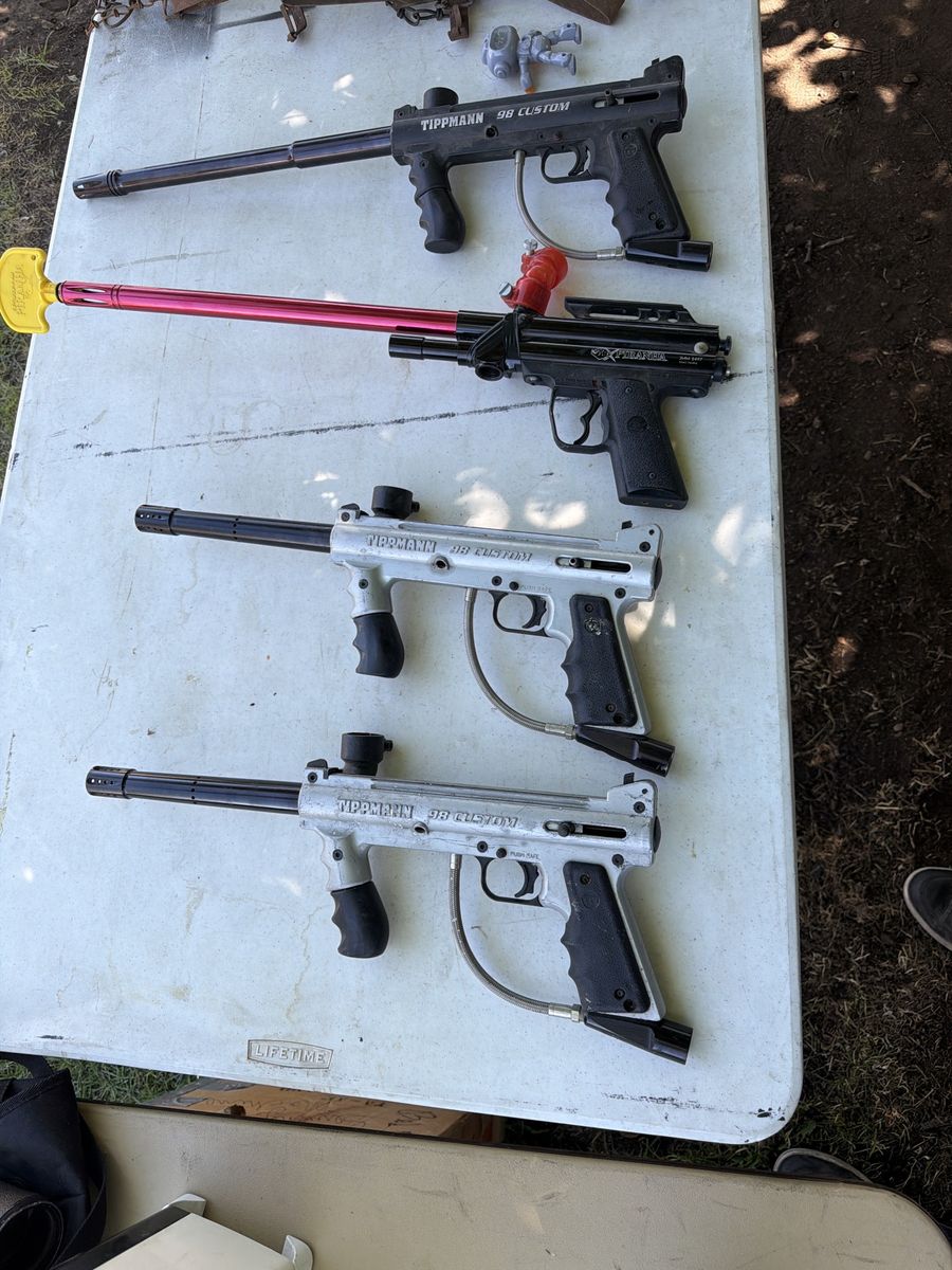 Lot of 4 Paintball Markers - Tippmann 98 Custom & Piranha