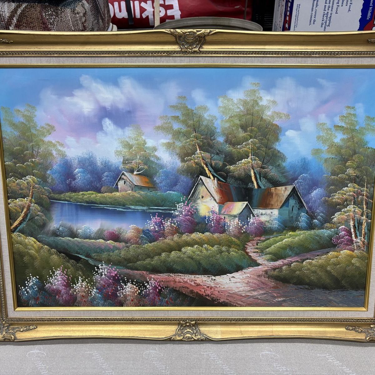Vintage Hand Painted Oil on Canvas Landscape Painting