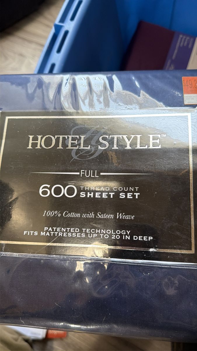 Hotel Style Full 600 Thread Count 100% Cotton Sateen Weave Sheet Set Indigo