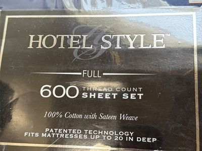 Hotel Style Full 600 Thread Count 100% Cotton Sateen Weave Sheet Set Indigo