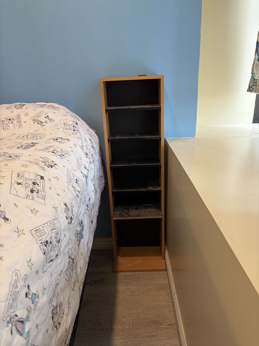 Tall Wooden Media Storage Tower Shelf for CDs and DVDs