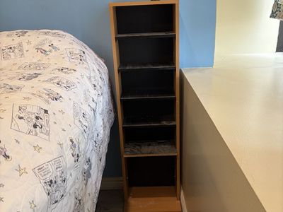 Tall Wooden Media Storage Tower Shelf for CDs and DVDs