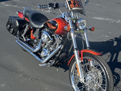 2005 Harley-Davidson Dyna Wide Glide (FXDWGI) Motorcycle - Red/Black, Windshield, Saddlebags