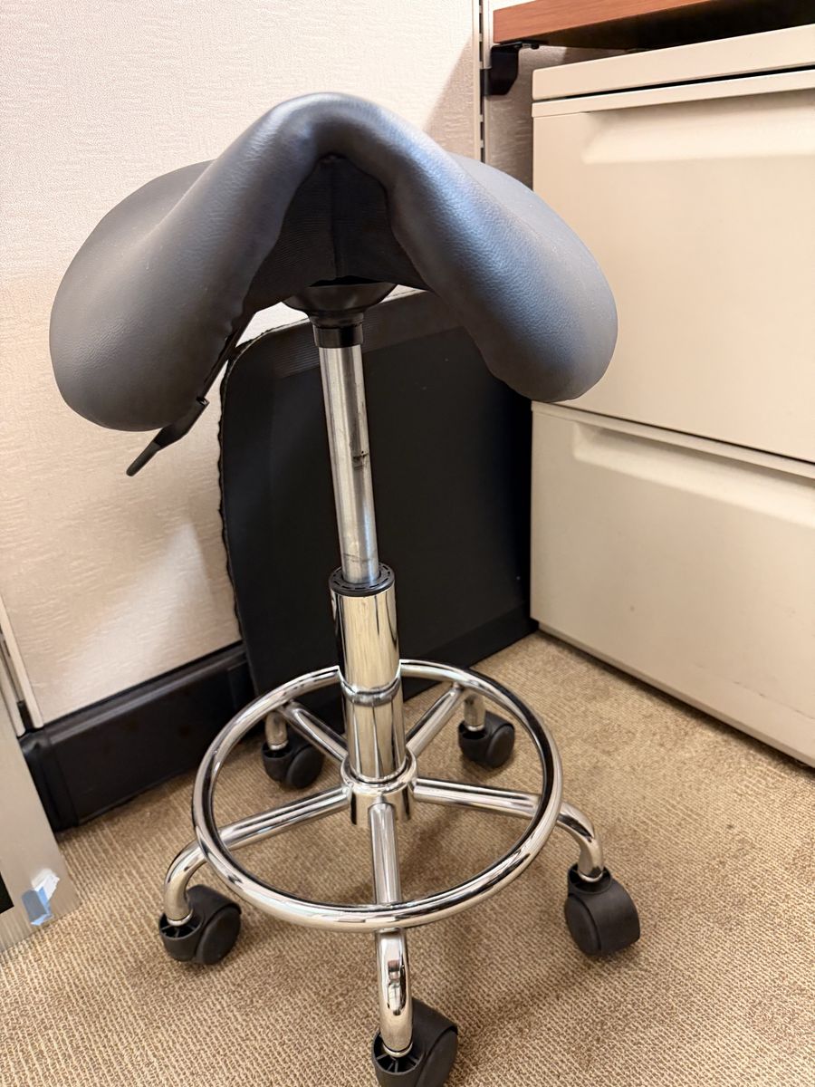 Adjustable Rolling Saddle Stool Chair Black, Ergonomic Swivel Seat
