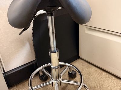 Adjustable Rolling Saddle Stool Chair Black, Ergonomic Swivel Seat