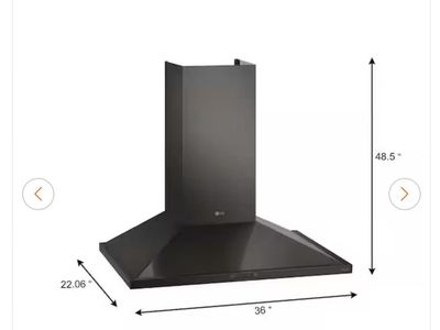 New LG 36in.wide Wall Mount Chimney Hood-Black Stainless Steel