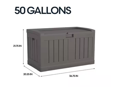 NEW Suncast 50 Gal. Resin Storage Bench Deck Box