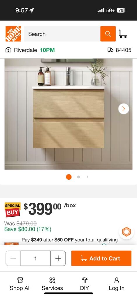 24 in. Floating Single Sink