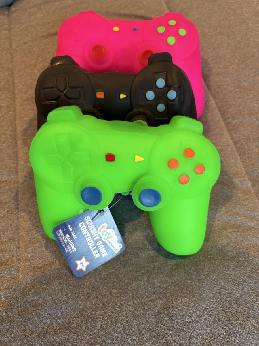 Squishy Game Controller Stress Toys Set of 3 Green Pink Black