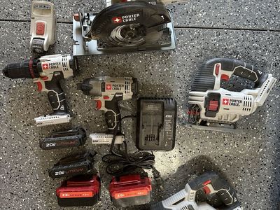 Porter Cable Power Tools set- drill impact driver circular saw jig saw