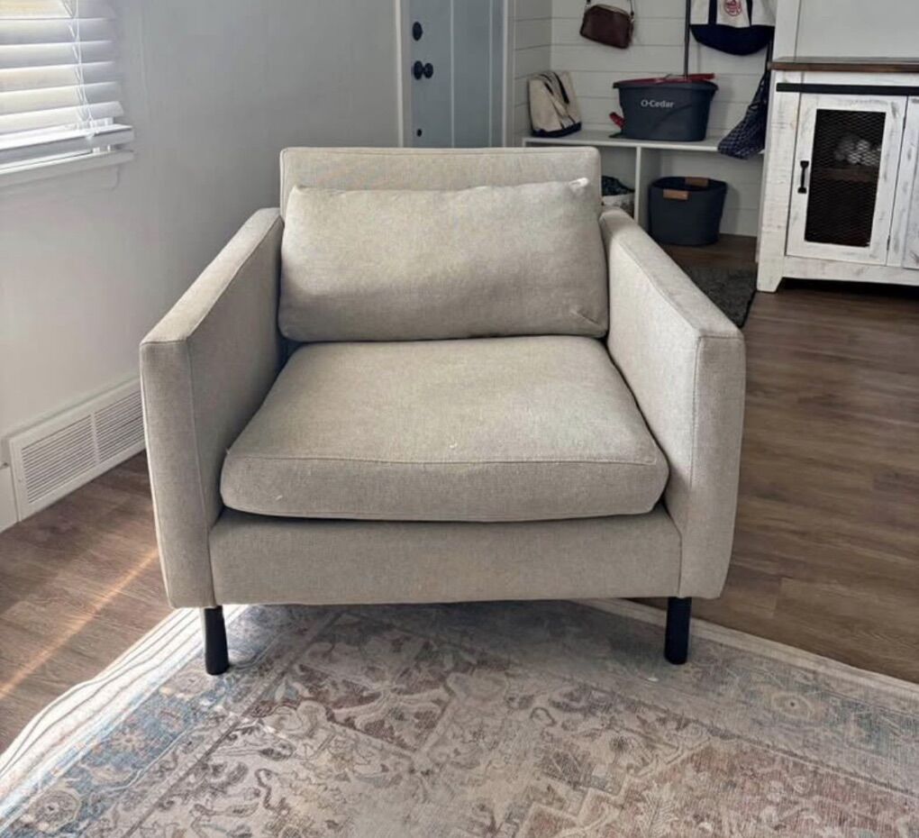 Grey Linen Accent Chair, Arm Chair