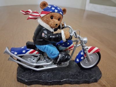 Faithful Fuzzles Born to Ride Collection "Bear to Be Wild" Sculpture No. 3545H