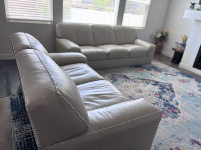 Top grain leather sofa set