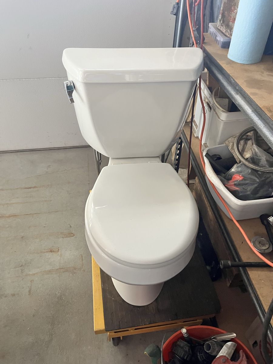 White Two-Piece Toilet with Seat - Standard Size