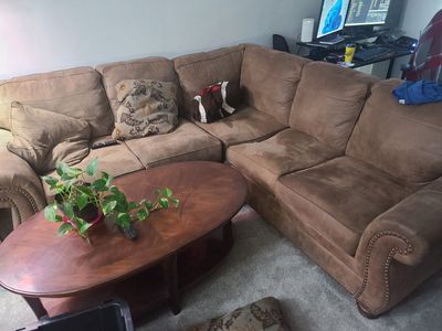 Brown Microfiber Sectional Sofa