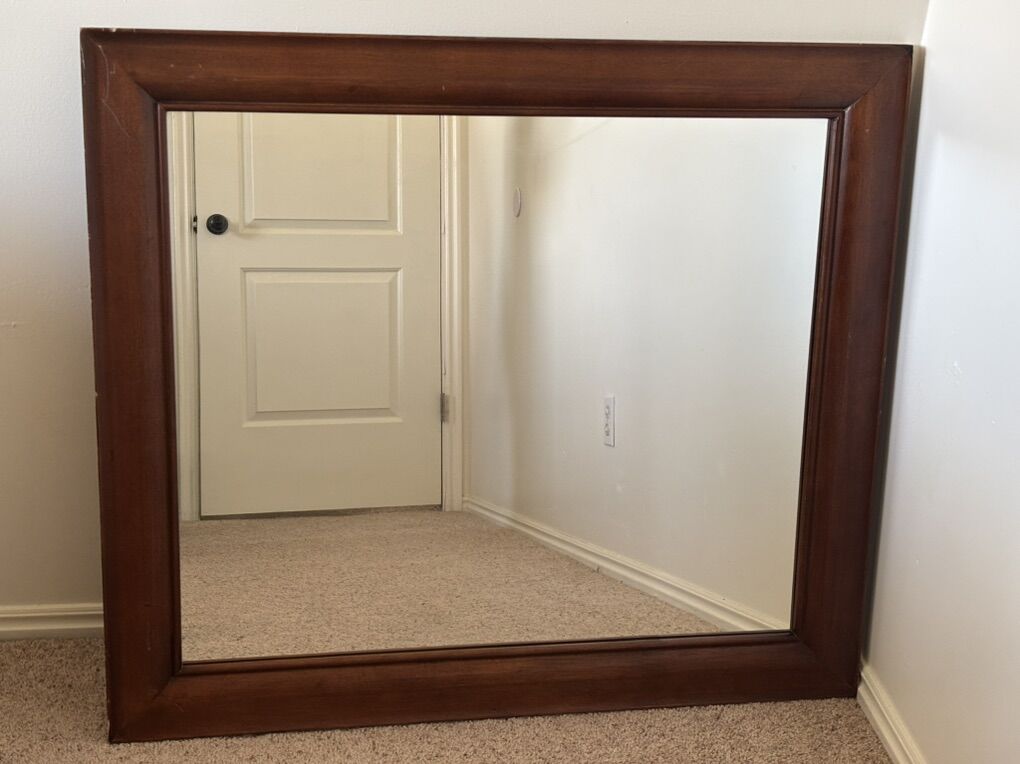 Rectangle Wood Framed Dining Room Wall Mirror 36in