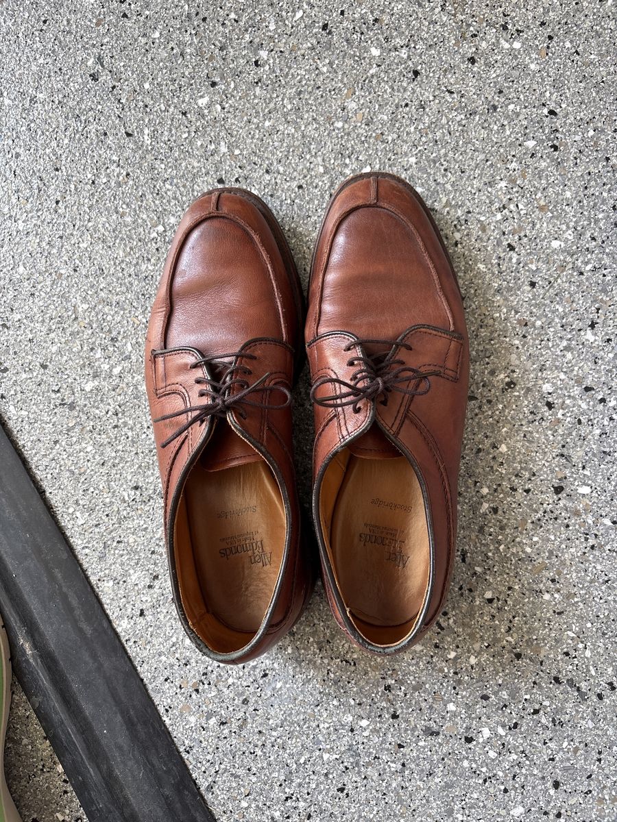 Allen Edmonds Stockbridge Men's Brown Leather Split-Toe Oxford Shoes - US Size 9 E - Made in USA