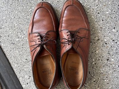 Allen Edmonds Stockbridge Men's Brown Leather Split-Toe Oxford Shoes - US Size 9 E - Made in USA