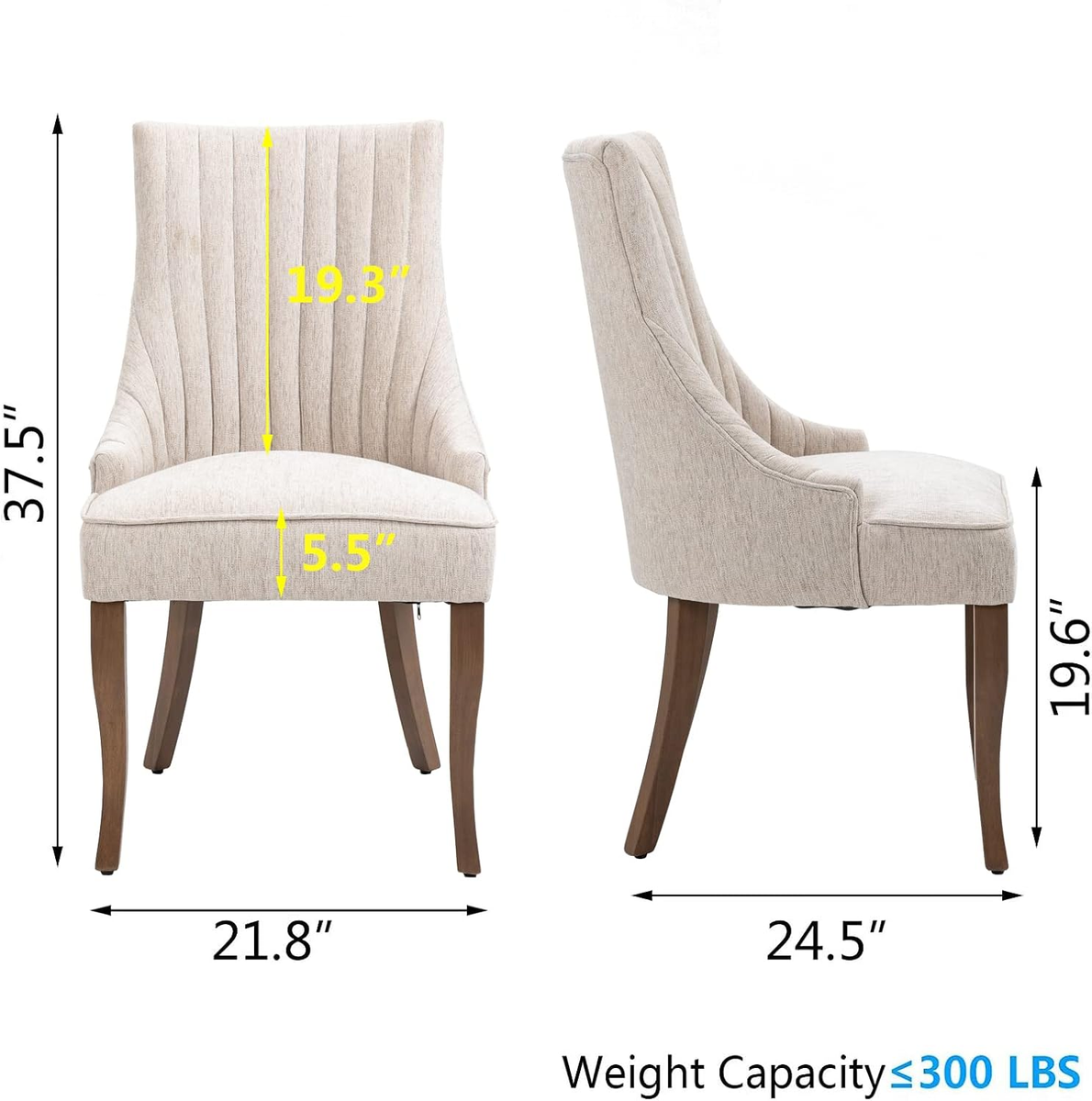 New: Set of 6 Beige Linen Dining Chairs