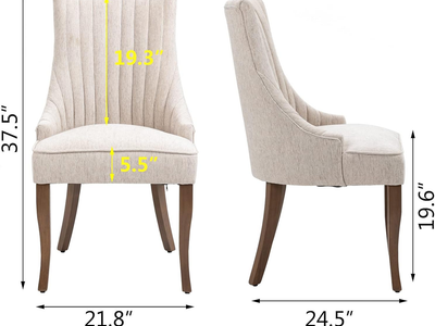 New: Set of 6 Beige Linen Dining Chairs